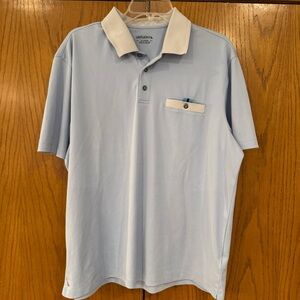 UNTUCKit Men's XL Light Blue Soter Short Sleeve Golf Polo Collar Pocket Preppy